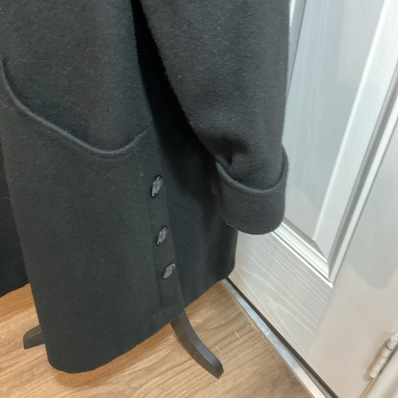 Herman Kay Womens Black Long Sleeve Collared Button Front Classic Coat Size 16 - Picture 4 of 12
